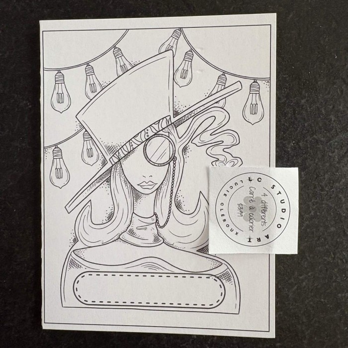 Carte à colorier  Lady lumiere