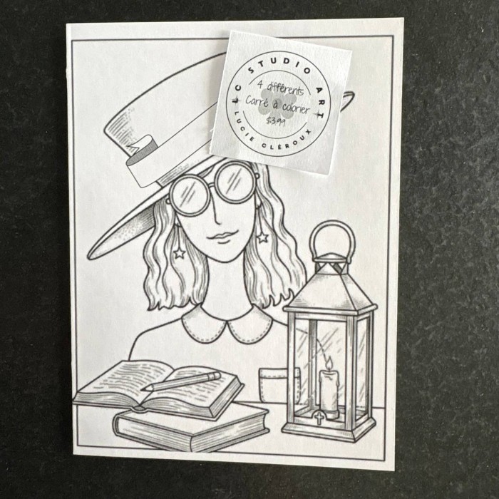 Carte à colorier  Lady liseuse