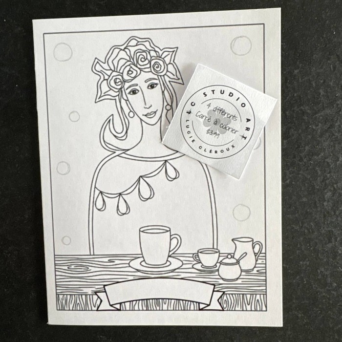 Carte à colorier  Lady rituel café