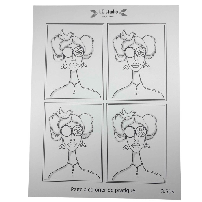 Page à colorier Lady oiseau