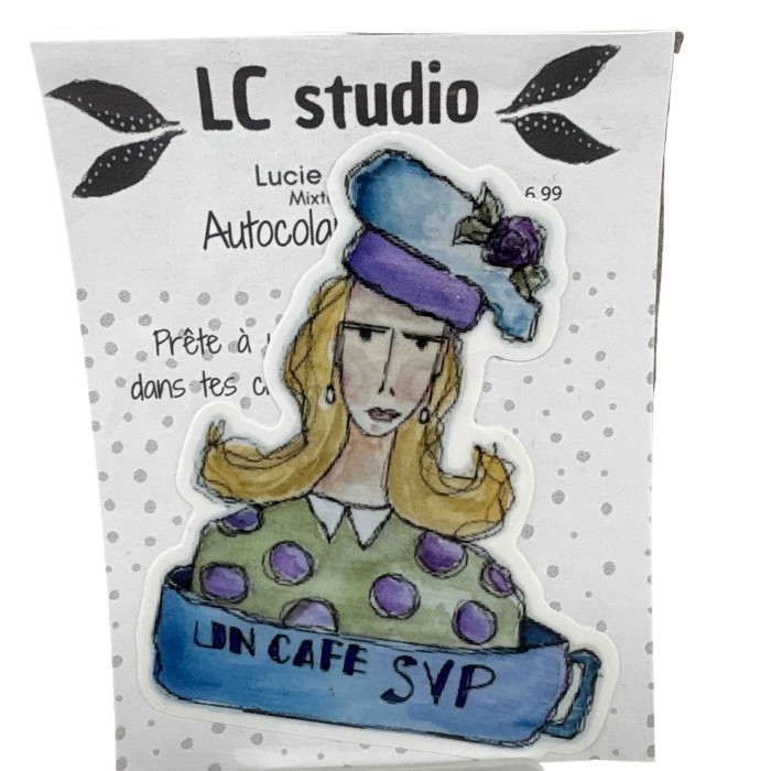 Autocollant Lady un café svp